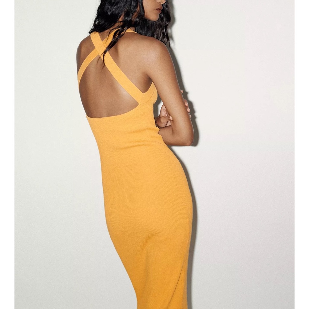 NWT ZARA🔥 Back Criss cross knit strap midi dress
